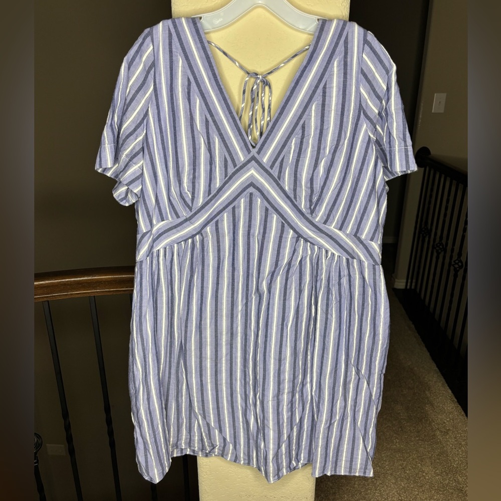 Banana Republic Flutter Sleeve Mini Dress in Blue Stripe S #735104-00 Size XL